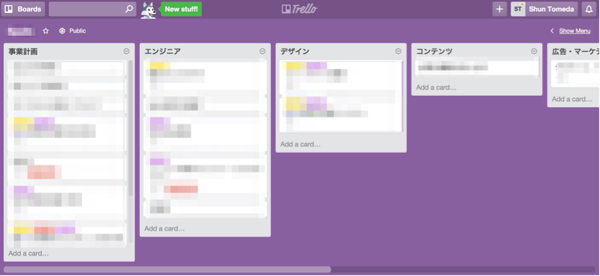 タスク管理サービスTrelloの管理画面
